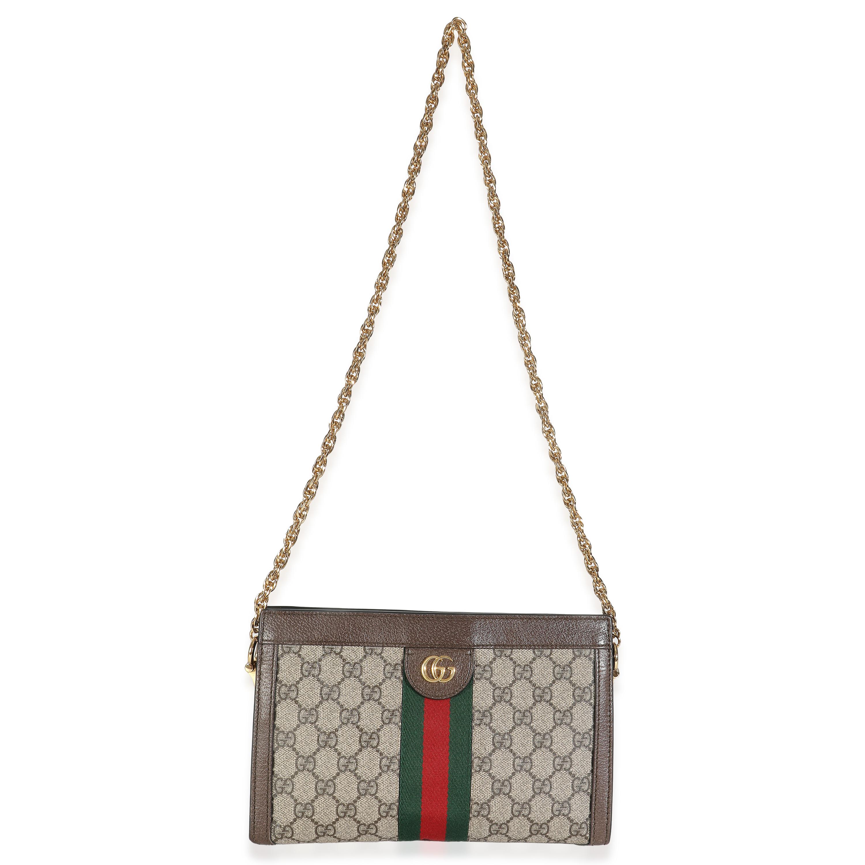 Gucci Beige GG Supreme Canvas Small Ophidia Web Chain Bag en vente 2