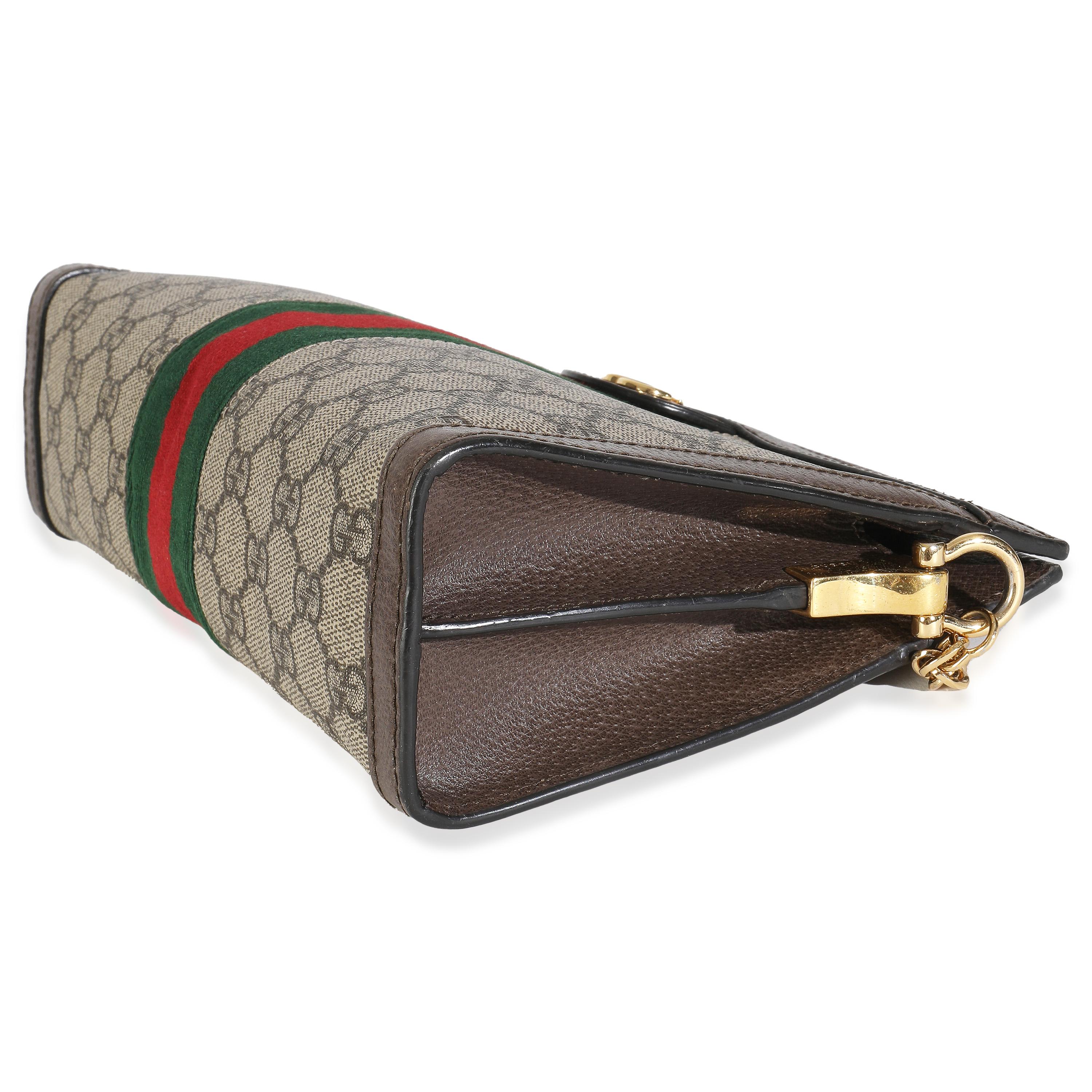 Gucci Beige GG Supreme Canvas Small Ophidia Web Chain Bag en vente 3