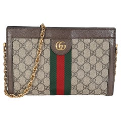 Gucci Beige GG Supreme Canvas Small Ophidia Web Chain Bag