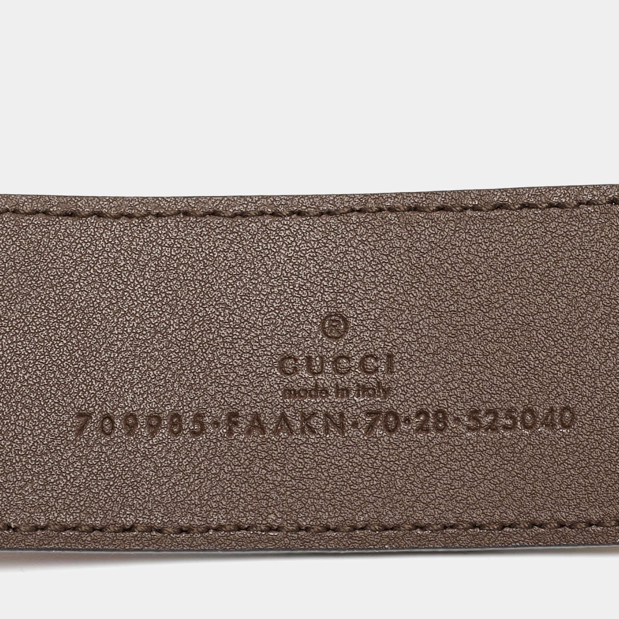 Gucci Beige GG Supreme Canvas Stripe Double G Buckle Belt 70CM 1