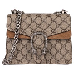 GUCCI Beige GG Supreme Canvas & Taupe Wildleder Mini Dionysus