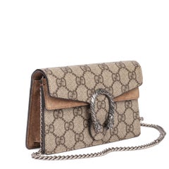GUCCI Beige GG Supreme Canvas & Taupe Suede Super Mini Dionysus