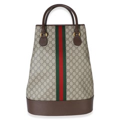 Gucci Beige GG Supreme Canvas Textured Dollar Calfskin Web Savoy Top Handle Duff