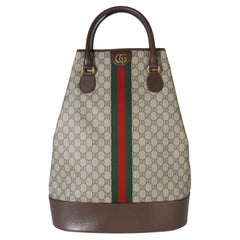 Gucci Beige GG Supreme Canvas Textured Dollar Calfskin Web Savoy Top Handle Duff