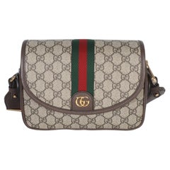 Gucci Beige GG Supreme Canvas Textured Dollar Calfskin Web Studded Mini Ophidia