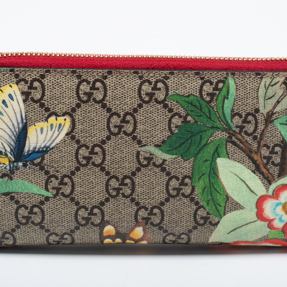 Gucci - Portefeuille Tian à fermeture éclair en toile beige GG Supreme 2