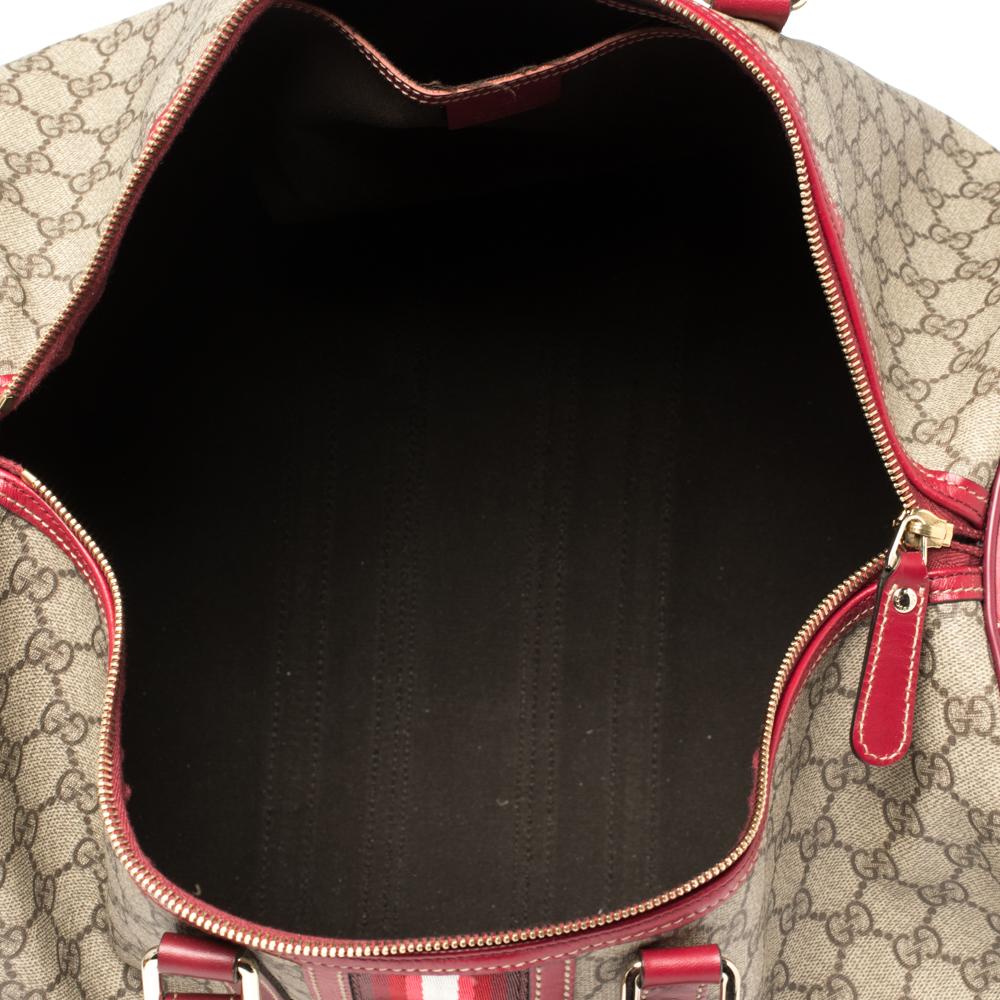 Gucci Beige GG Supreme Canvas Web Carry-on Medium Duffle Bag 6