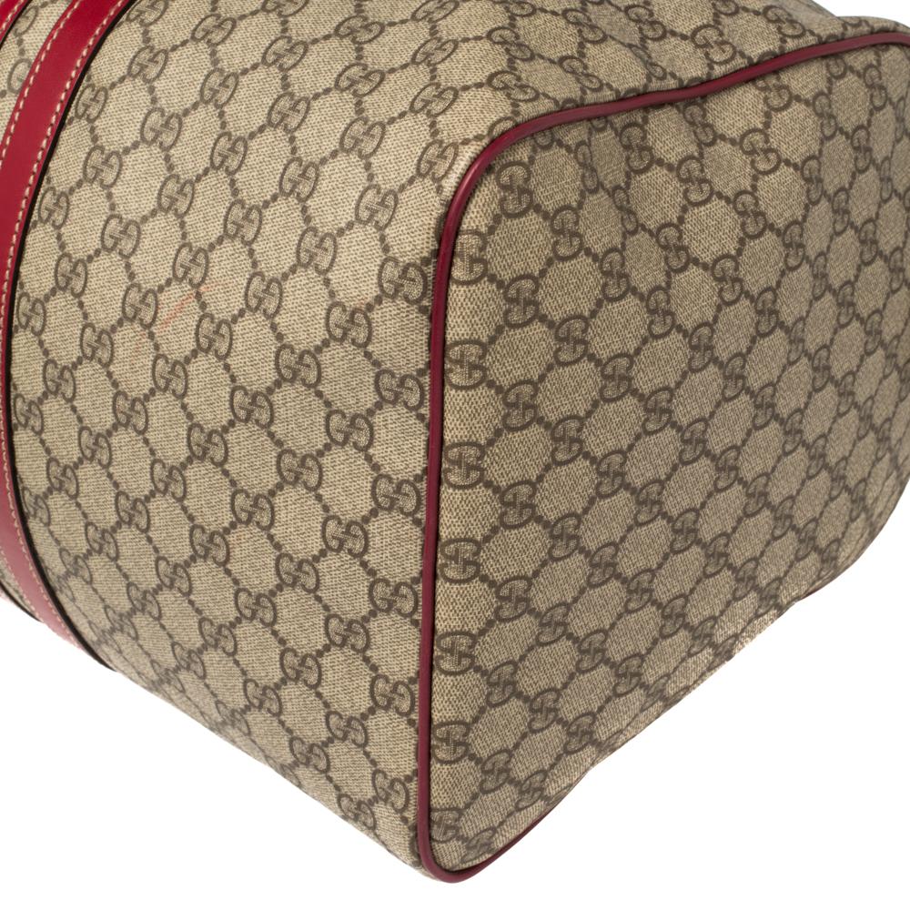 Gucci Beige GG Supreme Canvas Web Carry-on Medium Duffle Bag 4