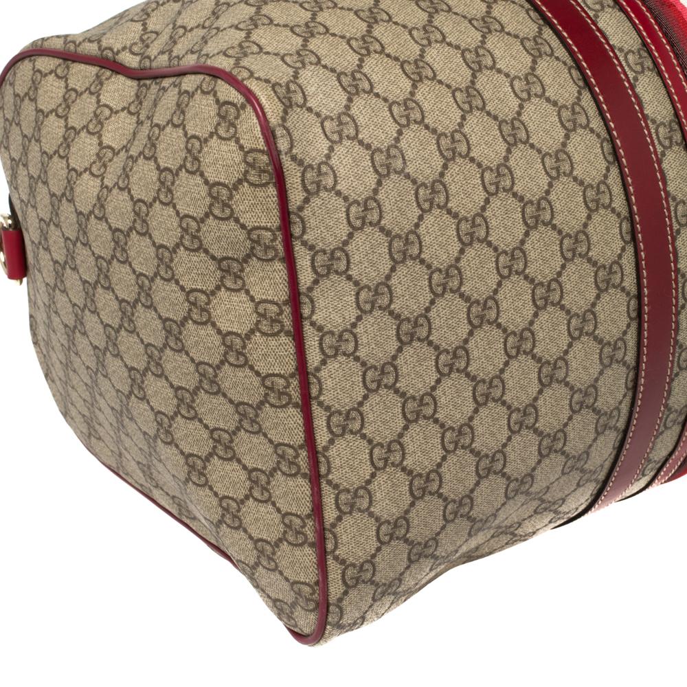 Gucci Beige GG Supreme Canvas Web Carry-on Medium Duffle Bag 5