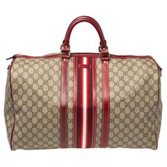 Gucci Beige GG Supreme Canvas Web Carry-on Medium Duffle Bag