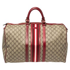 Gucci Beige GG Supreme Canvas Web Carry-on Medium Duffle Bag