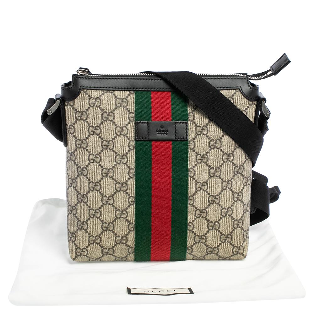 Gucci Beige GG Supreme Canvas Web Flat Messenger bag 5