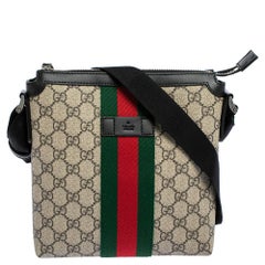 Gucci Beige GG Supreme Web Canvas Flat Messenger bag