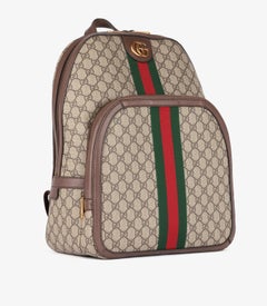 Gucci Beige GG Supreme Coated Canvas & Brown Pigskin Leather Web Ophidia Backpac