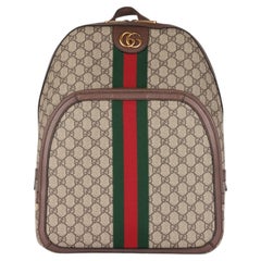 Gucci Beige GG Supreme Coated Canvas & Brown Pigskin Leather Web Ophidia Backpac