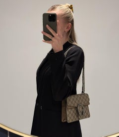 Gucci Beige GG Supreme Coated Canvas & Brown Suede Small Dionysus