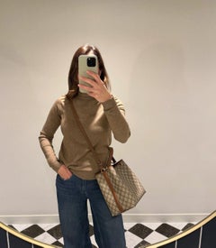 Gucci Beige GG Supreme Coated Canvas & Calfskin Leather Medium Bucket Bag