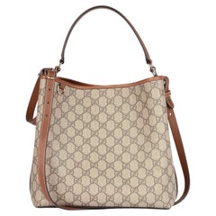 Gucci Beige GG Supreme Coated Canvas & Calfskin Leather Medium Bucket Bag