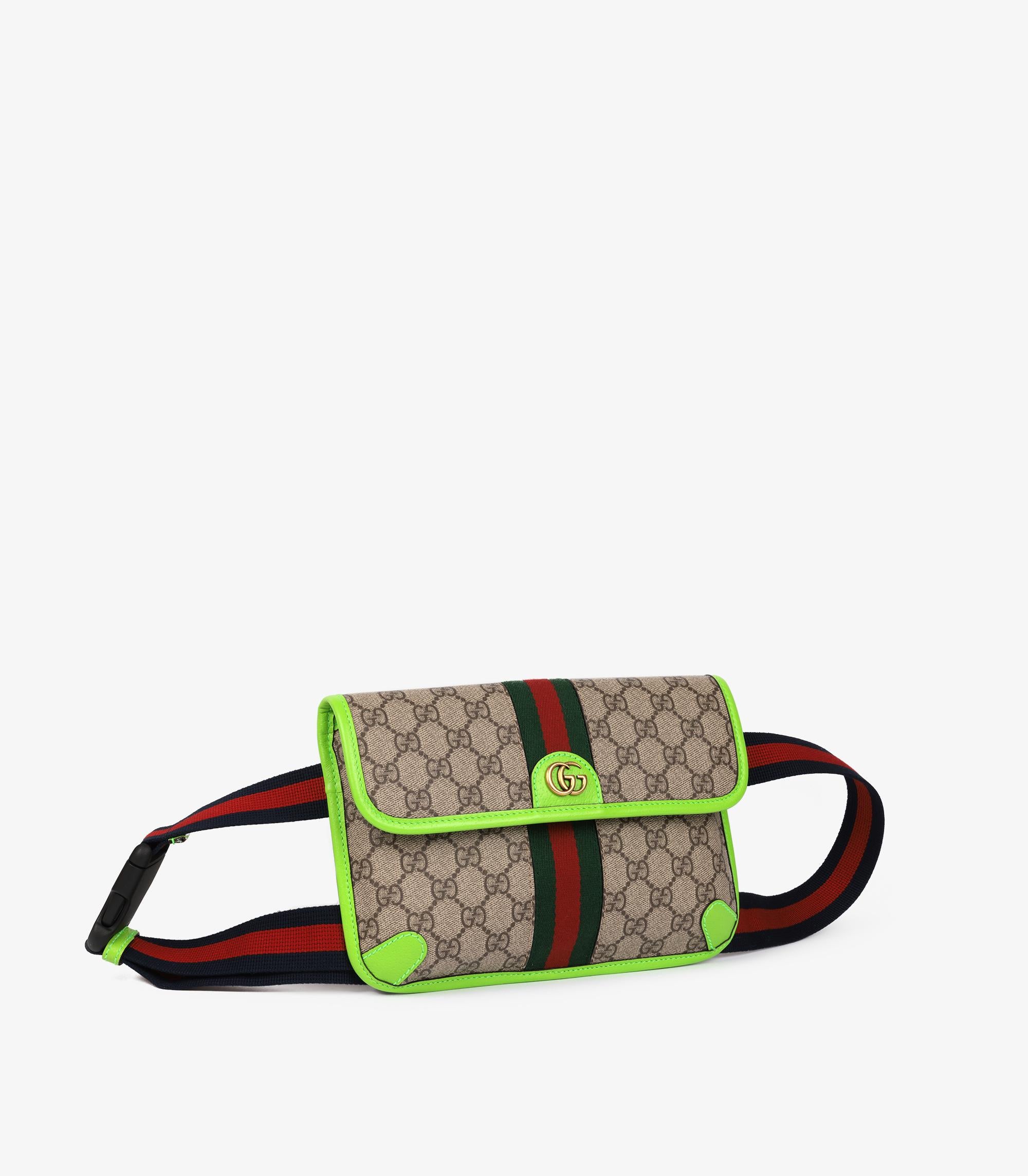 Gucci Beige GG Supreme Canvas Coates & Neon Green Pigskin Leather Small Ophidia Belt Bag

Dettagli del prodotto
Xupes Ref: HB5912
Marchio: Gucci
Modello:  Borsa da cintura Ophidia piccola
Tipo: Borsa da cintura, a tracolla, a spalla
Numero di Serie: