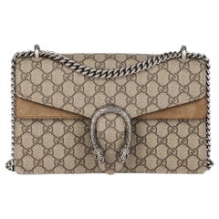 Gucci BEIGE GG SUPREME COATED CANVAS & SUEDE SMALL DIONYSUS