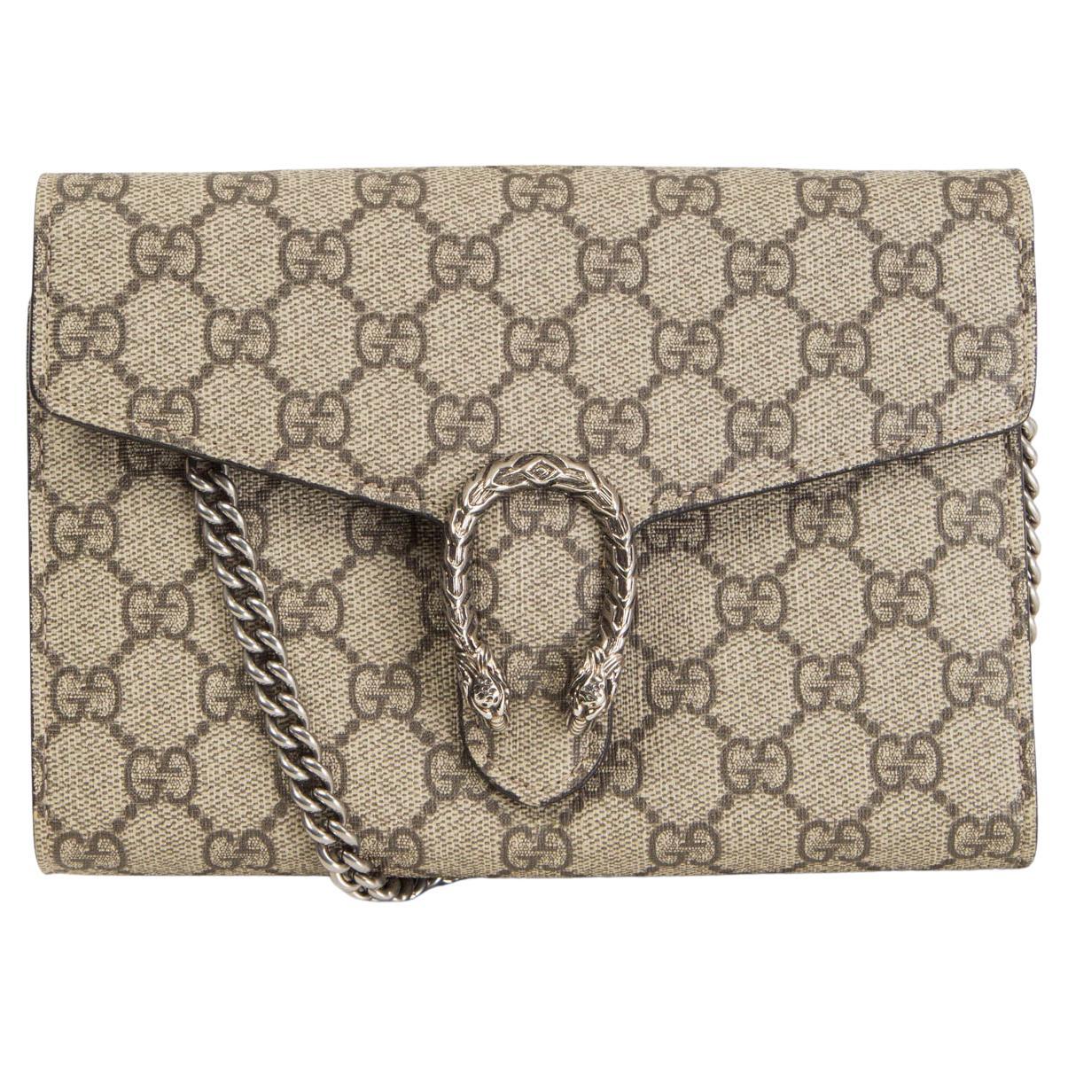 Dionysus mini chain wallet in beige and white GG Supreme