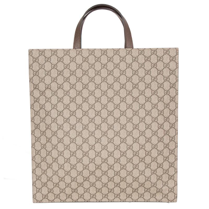 Beige GUCCI beige GG SUPREME EMBROIDERED Tote Bag