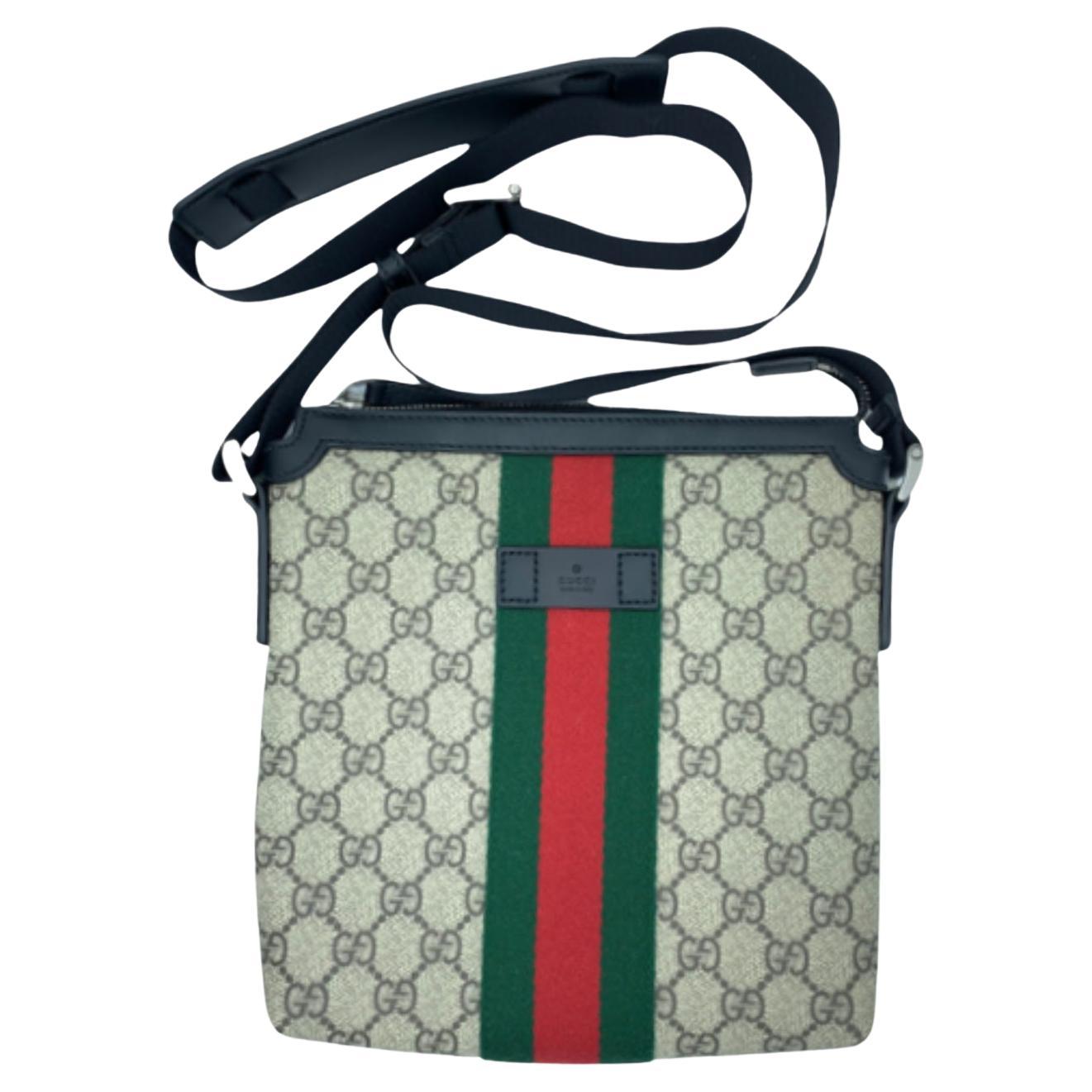 Gucci Beige GG Supreme Flat Messenger Bag