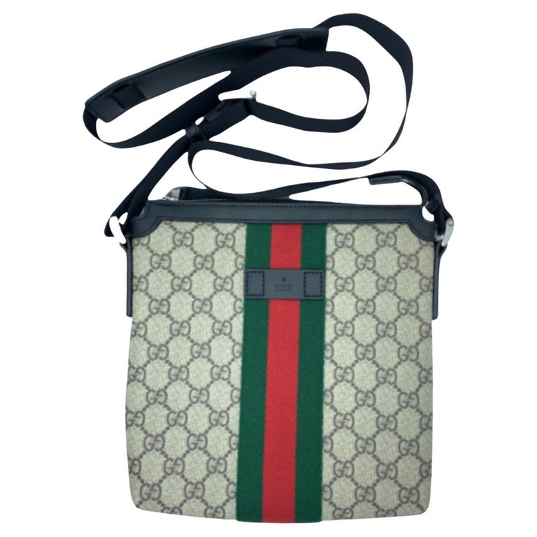 Gucci Web Messenger Monogram GG Medium Brown/Green/Red in Canvas Leather  with Silver-tone - US