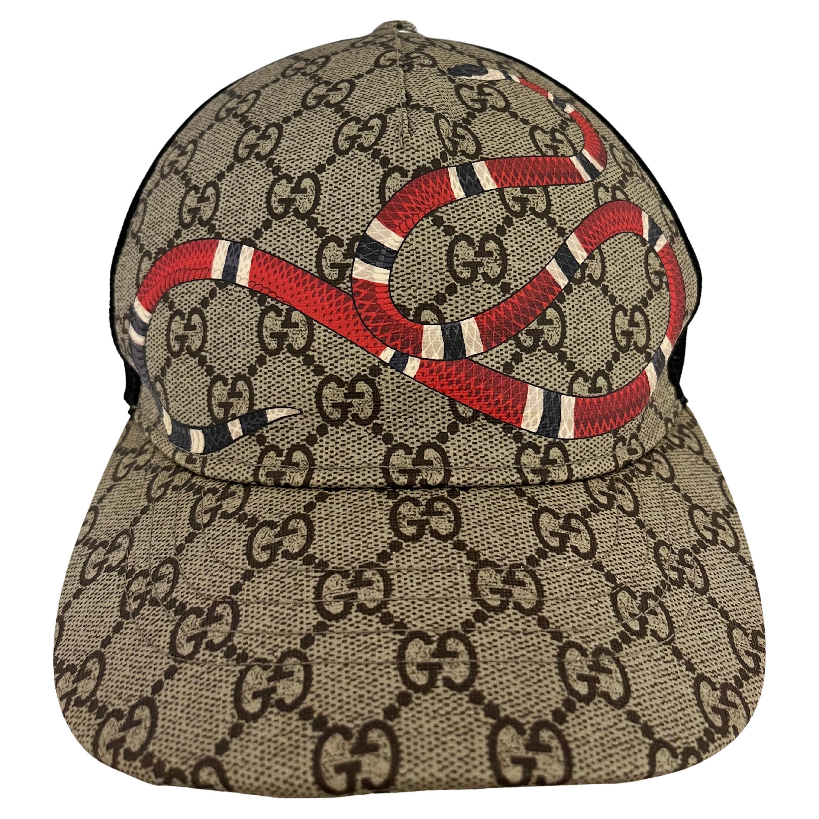 Gucci Beige GG Supreme Kingsnake Baseball Cap For Sale