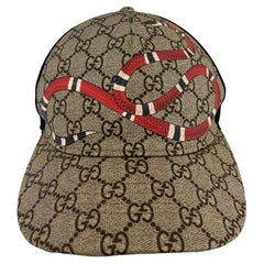 Used Gucci Beige GG Supreme Kingsnake Baseball Cap