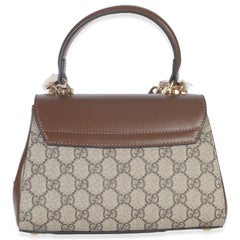 Gucci Beige GG Supreme Monogram Calfskin Mini Horsebit 1955 Top Handle Bag