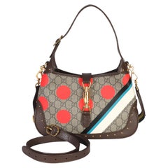 Gucci Beige GG Supreme Monogram Canvas Geometric Studded Small Jackie 1961 H