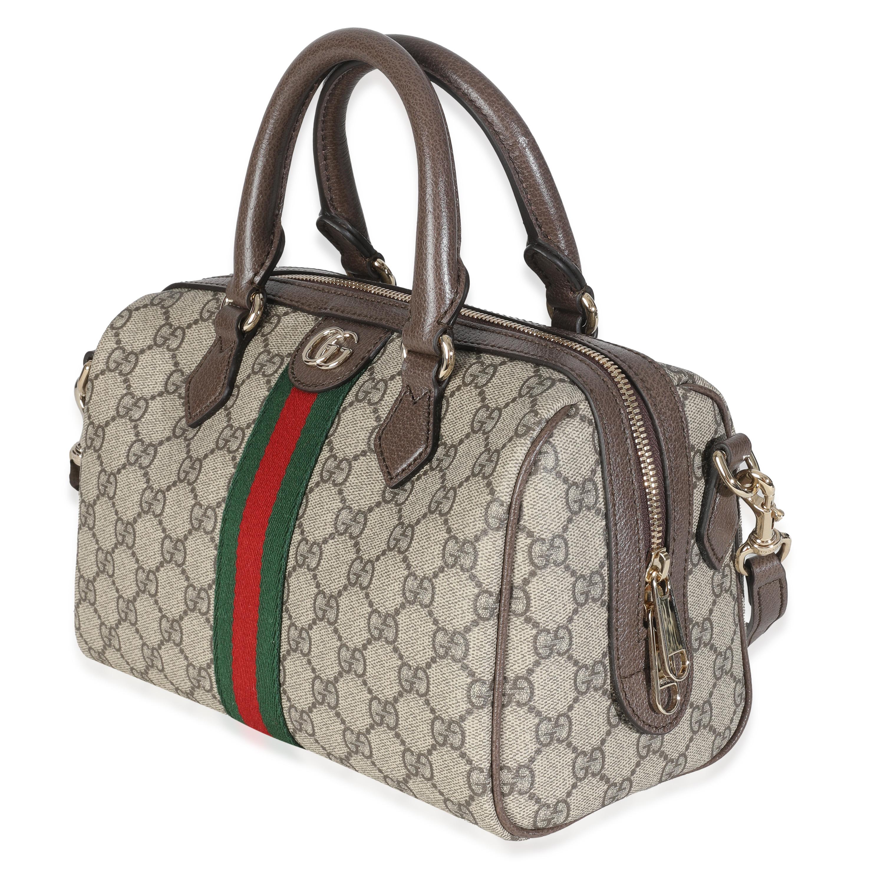 da uomo o donna Gucci Beige GG Supreme Monogram Canvas Web Small Ophidia Borsa con manico superiore