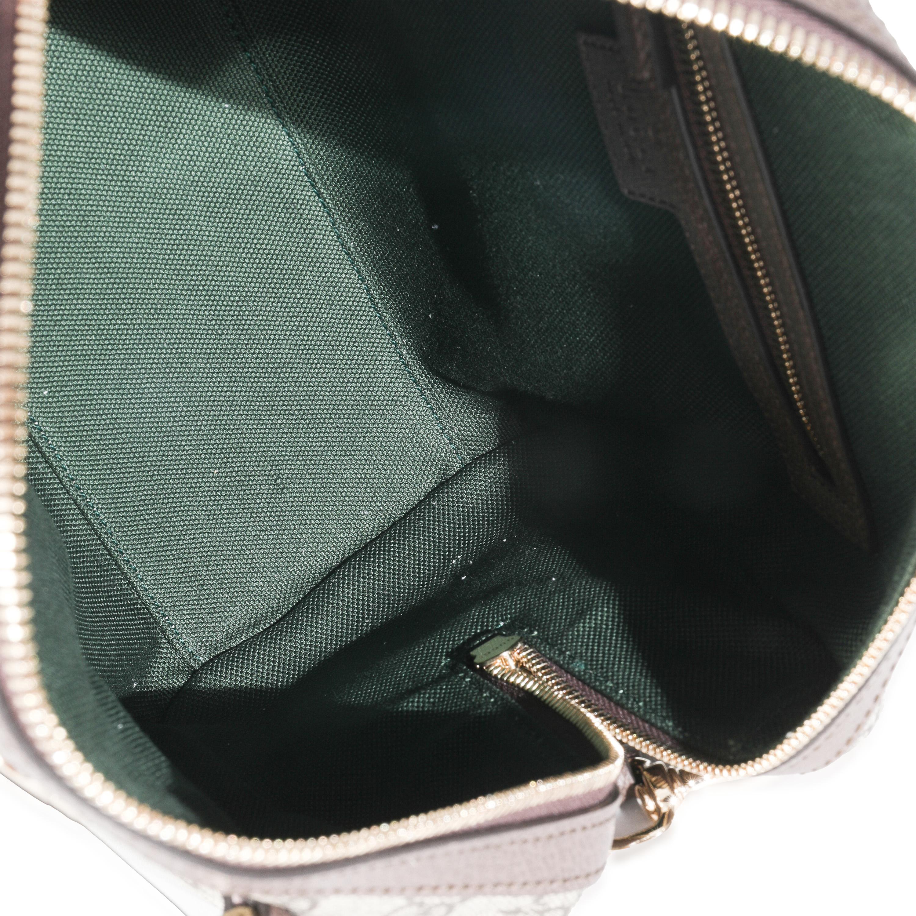 Gucci Beige GG Supreme Monogram Canvas Web Small Ophidia Borsa con manico superiore 2