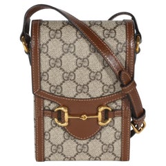 Gucci Beige GG Supreme Monogram Mini Horsebit 1955 Crossbody Bag