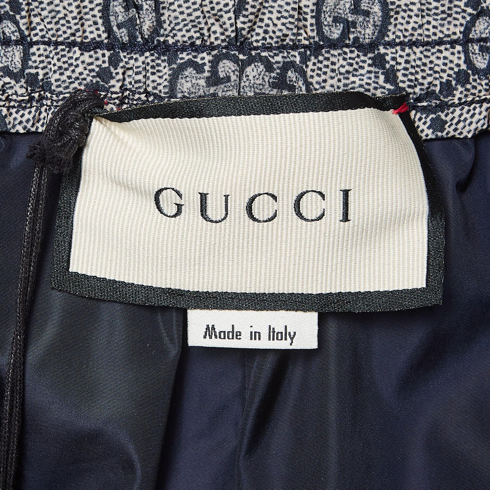 Men's Gucci Beige GG Supreme Print Nylon Sherry Line Joggers L