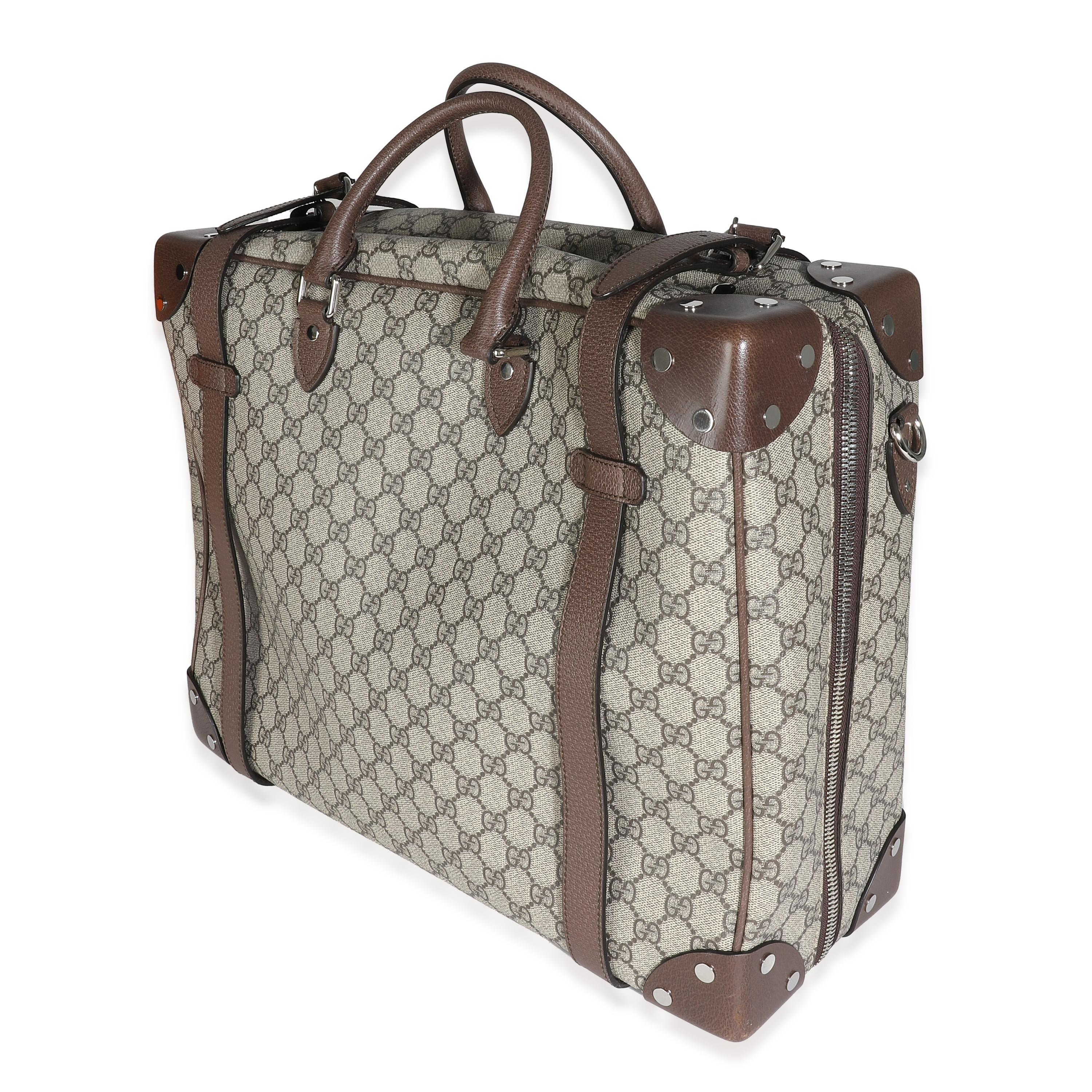 Gucci Beige GG Supreme Trunk Holdall Tote In Excellent Condition For Sale In New York, NY