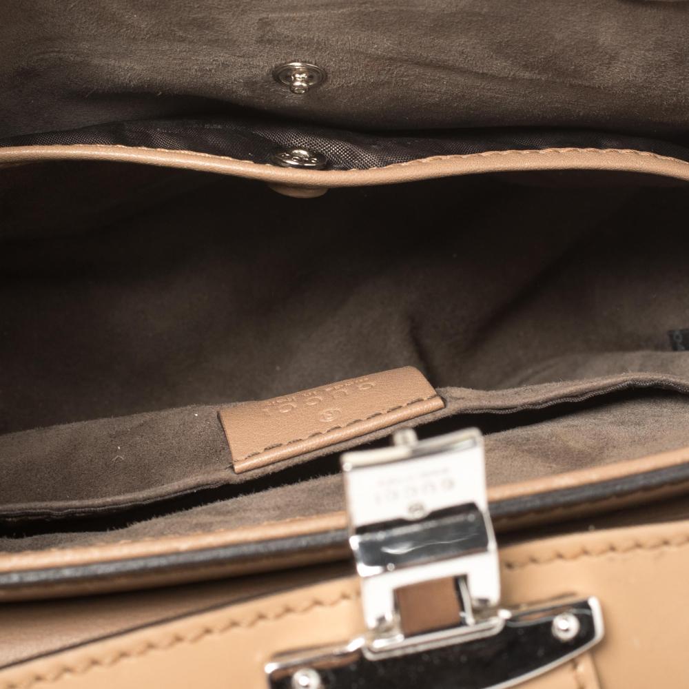 Gucci Beige Glazed Leather Mini Lady Lock Top Handle Bag In Fair Condition In Dubai, Al Qouz 2