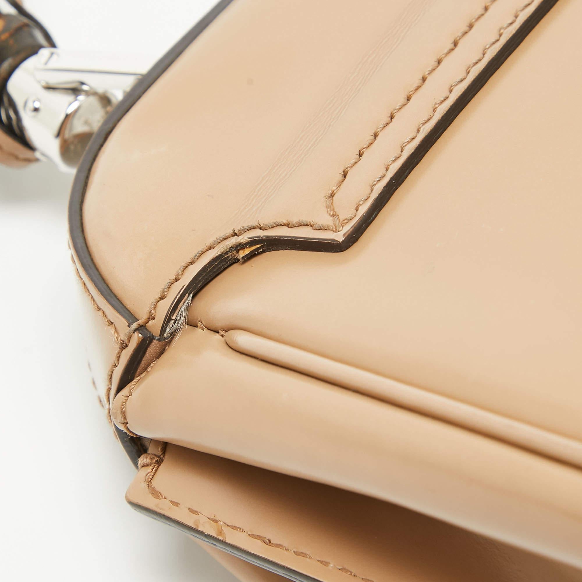 Gucci Beige Glossy Leather Mini Lady Lock Bamboo Top Handle Bag 8