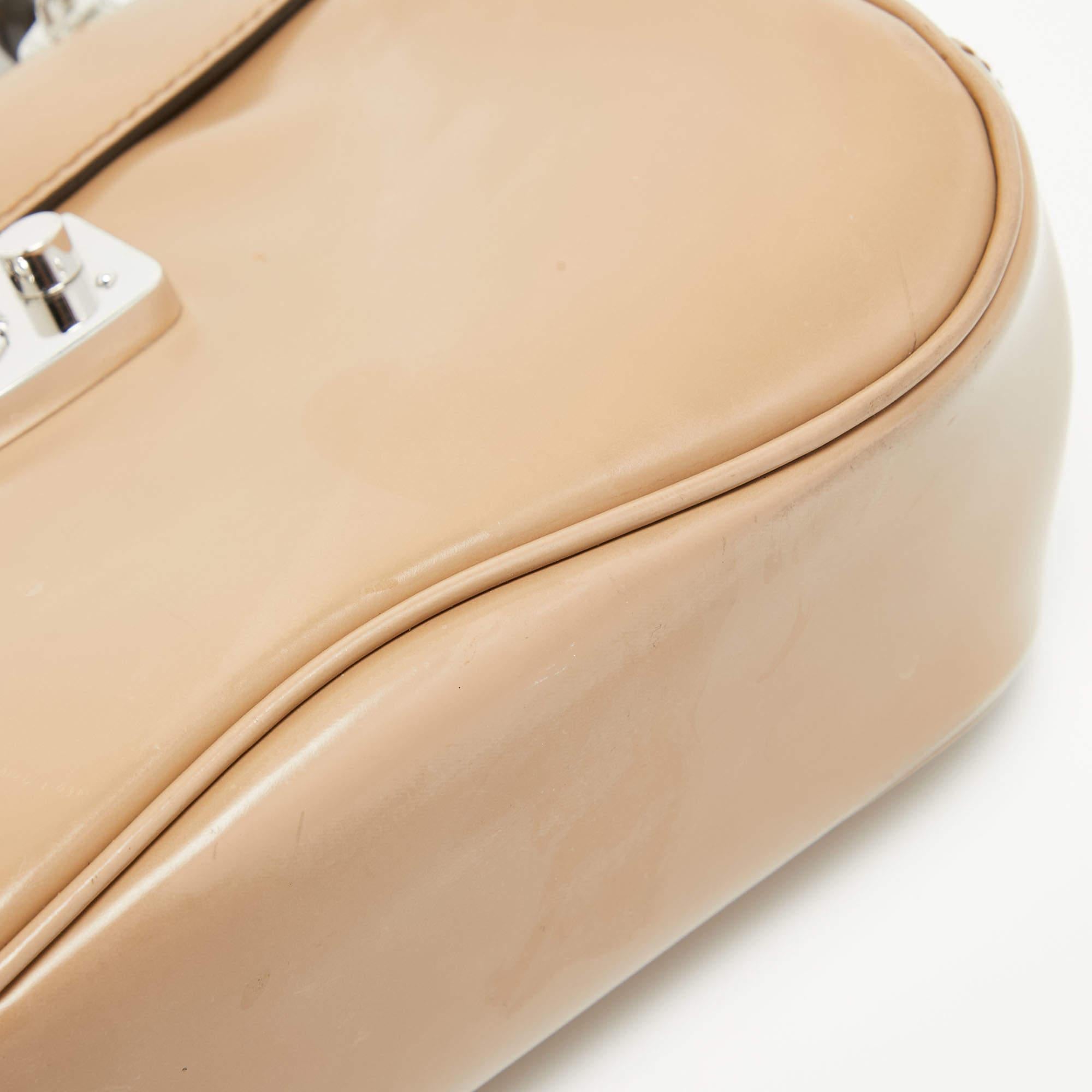 Gucci Beige Glossy Leather Mini Lady Lock Bamboo Top Handle Bag 11