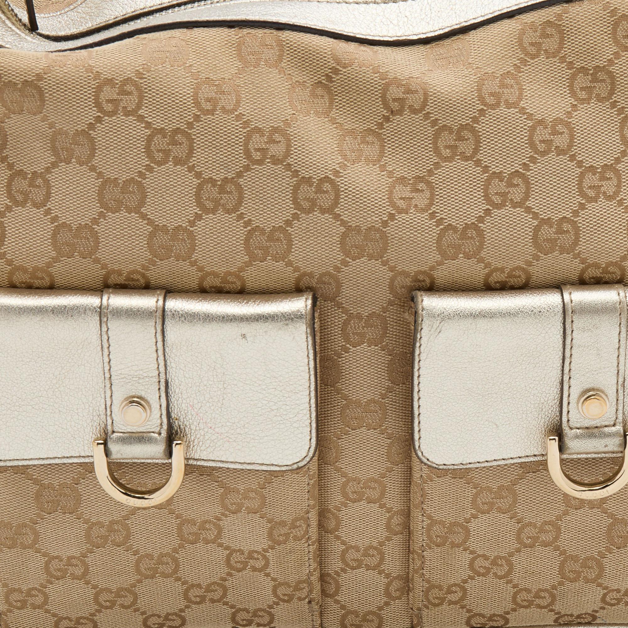 Gucci Beige/Gold GG Canvas and Leather Abbey D-Ring Hobo 7
