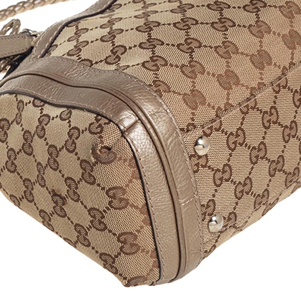 Gucci Beige/Gold GG Canvas and Leather Bell Tote 5