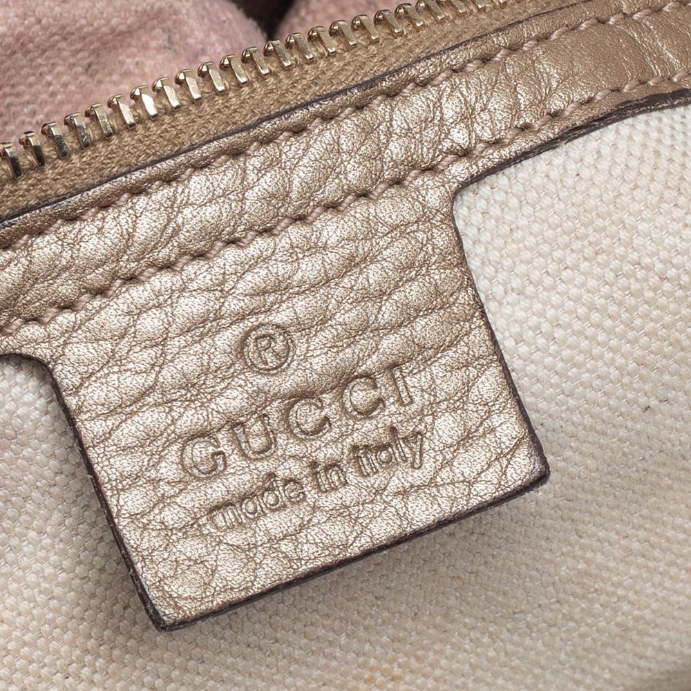Women's Gucci Beige/Gold GG Canvas and Leather Bell Tote