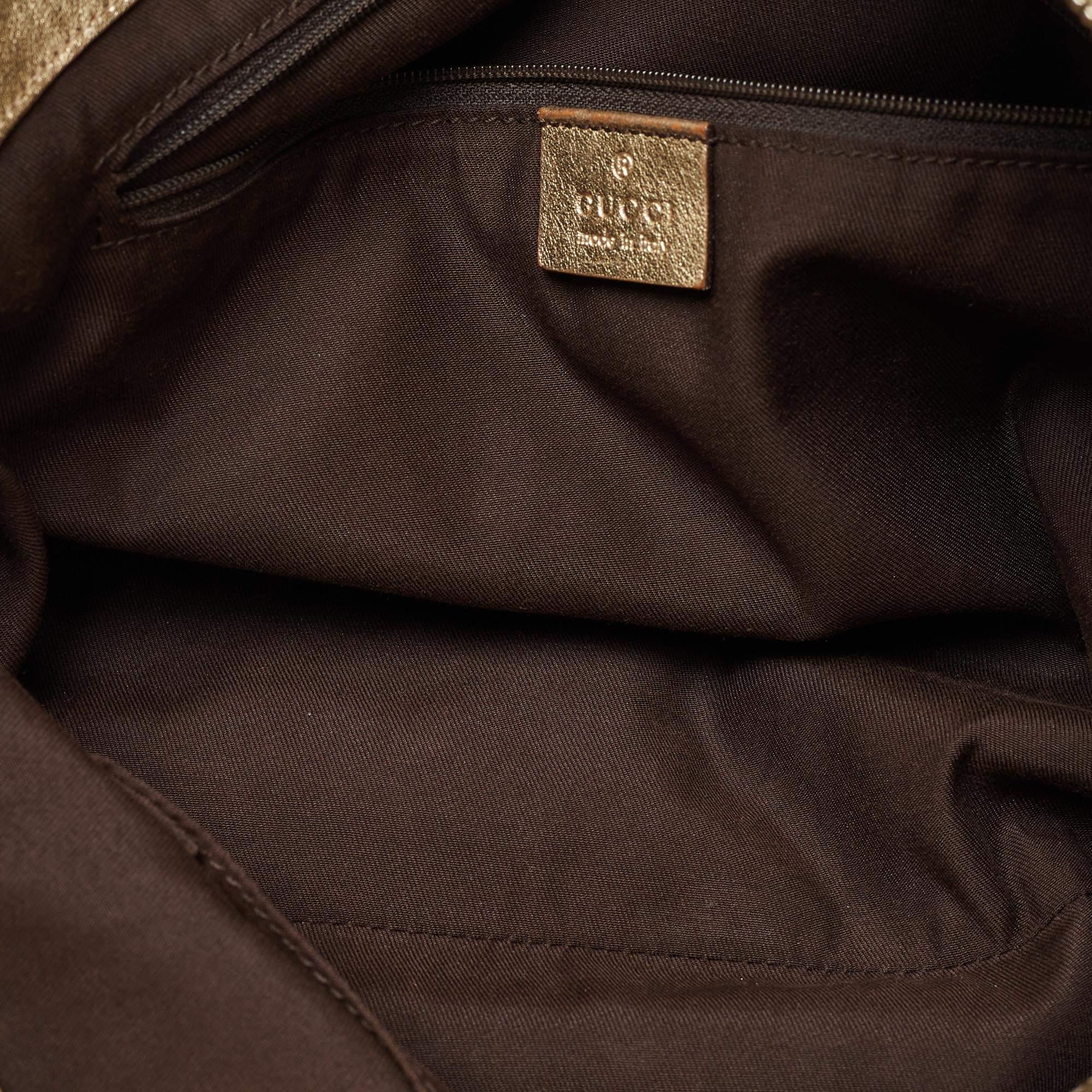 Gucci Beige/Gold GG Canvas and Leather D Ring Satchel 4