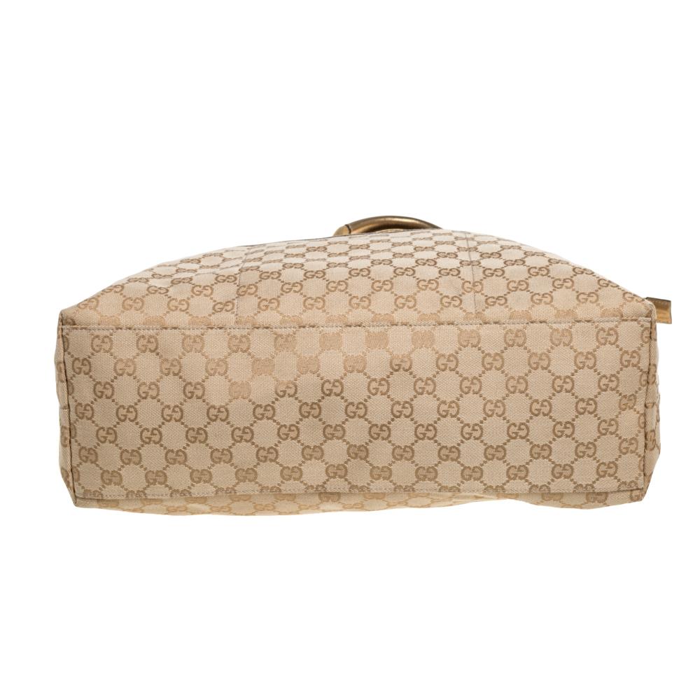 Women's Gucci Beige/Gold GG Canvas and Leather Diaper Tote