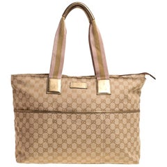 Gucci Beige/Gold GG Canvas and Leather Diaper Tote