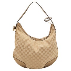 Gucci Beige/Gold GG Canvas and Leather Large Princy Hobo