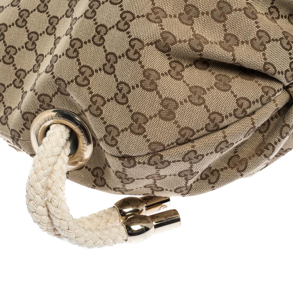 Gucci Beige/Gold GG Canvas and Leather Medium Acapulco Hobo 4