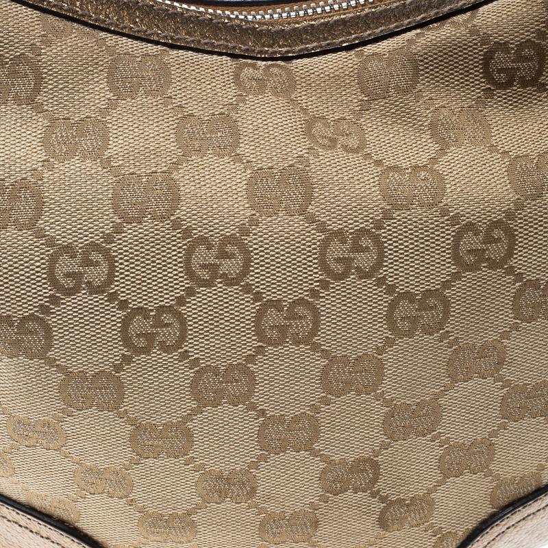 Women's Gucci Beige/Gold GG Canvas and Leather Small Princy Hobo