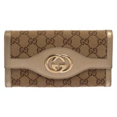 Gucci Beige/Gold GG Canvas and Leather Sukey Continental Wallet